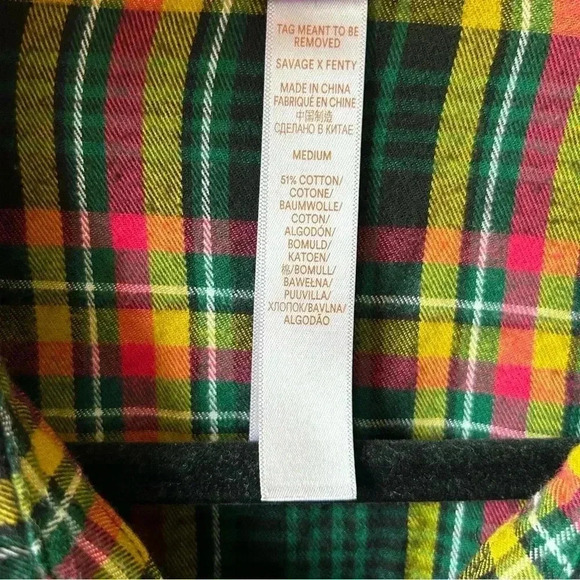 SAVAGE X FENTY - Tied Up Tartan Raw Hem Cropped Button Down - Picture 11 of 12